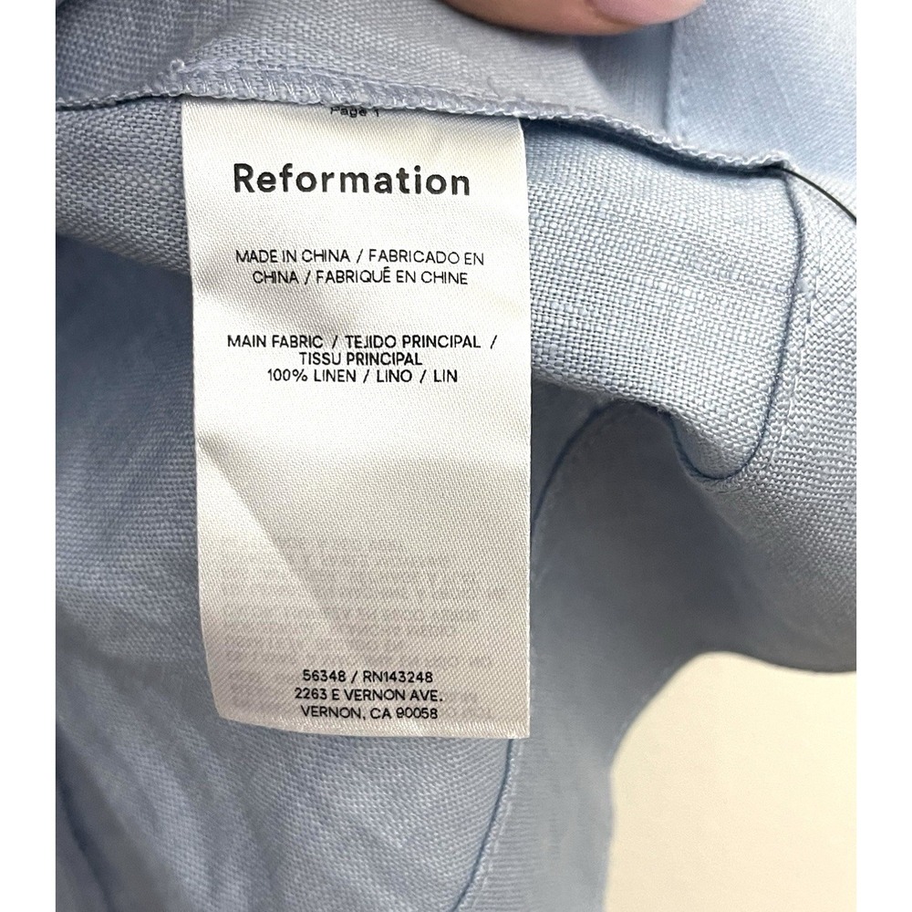 New! REFORMATION 100% Linen Elastic Waist Mini Circle Skirt Light Blue 6 - Picture 6 of 12